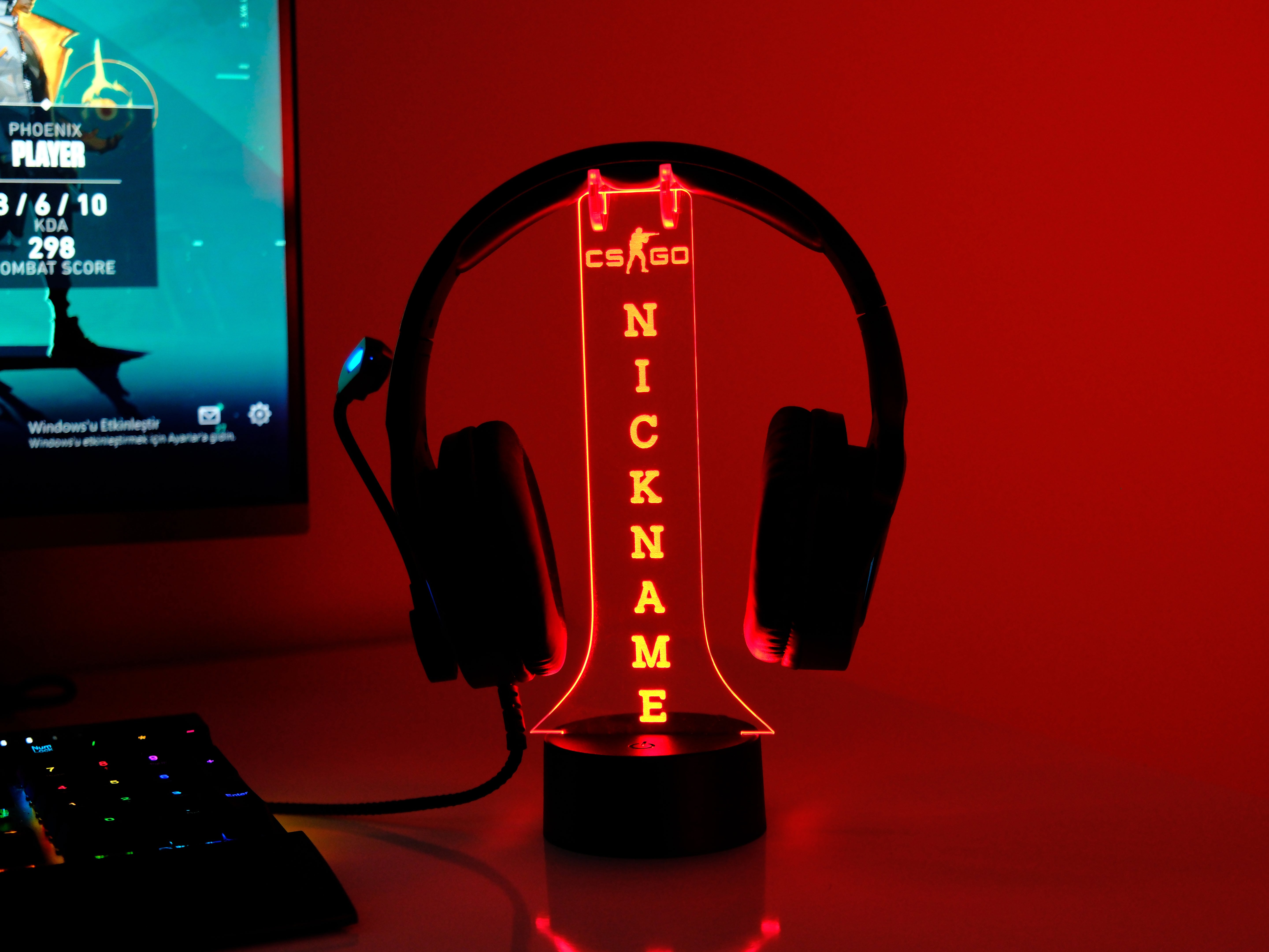 CS:GO Headphone Stand – Personalized RGB Gaming Headset Holder with Custom