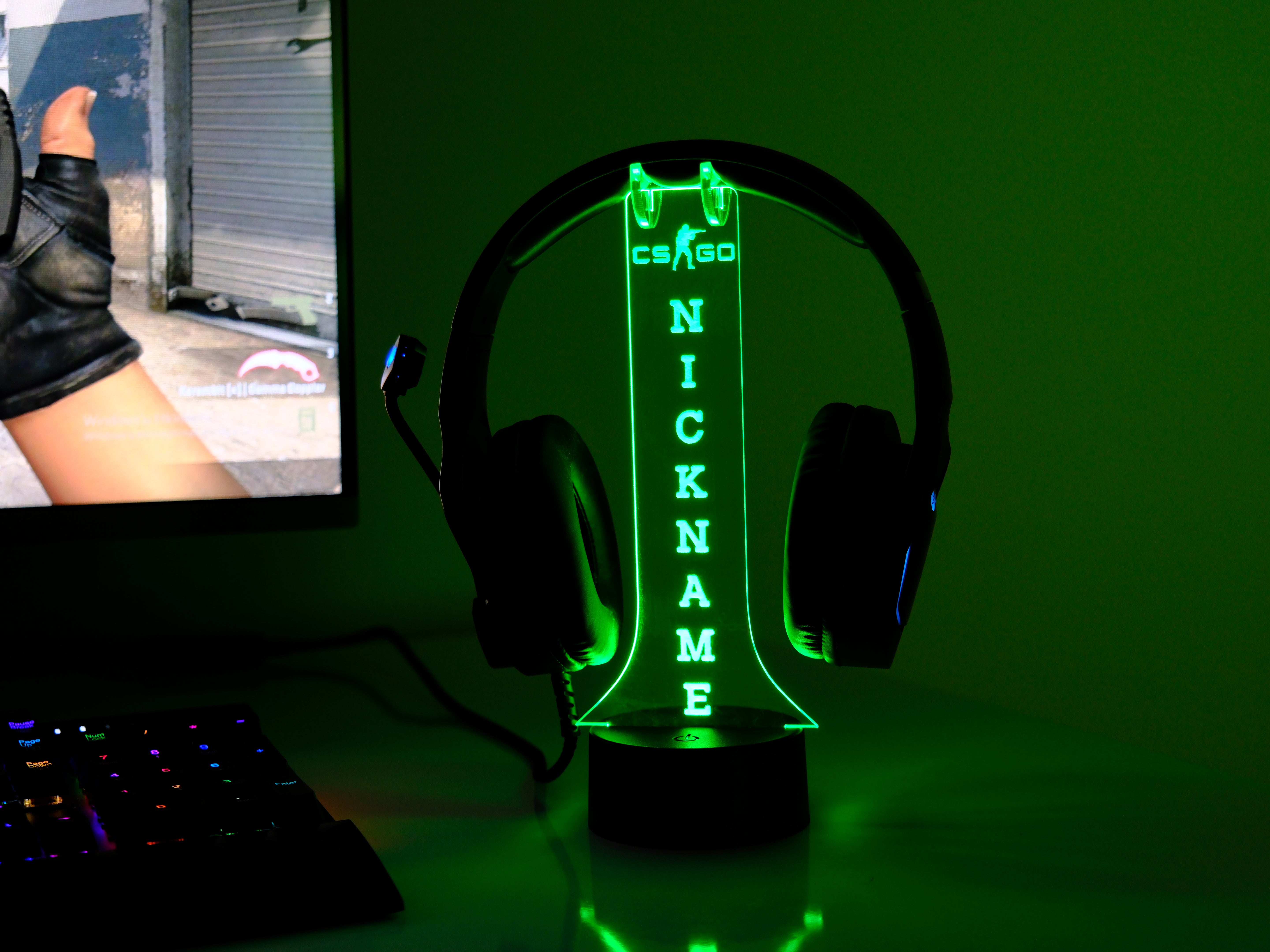 CS:GO Headphone Stand – Personalized RGB Gaming Headset Holder with Custom