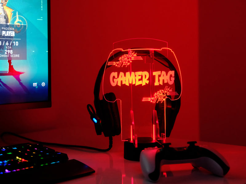 Gamer Tag PS Console Stand – Personalized RGB Headset & Controller Holder