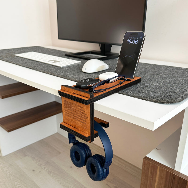 Clamp-On Wooden Docking Station – Multifunction Desk Organizer