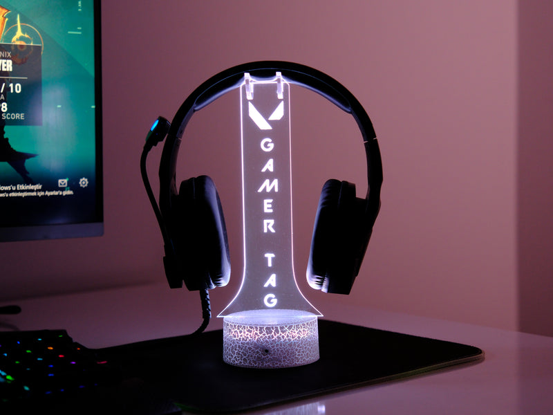 Valorant Headphone Stand – Personalized RGB Gaming Headset Holder with Custom Nickname