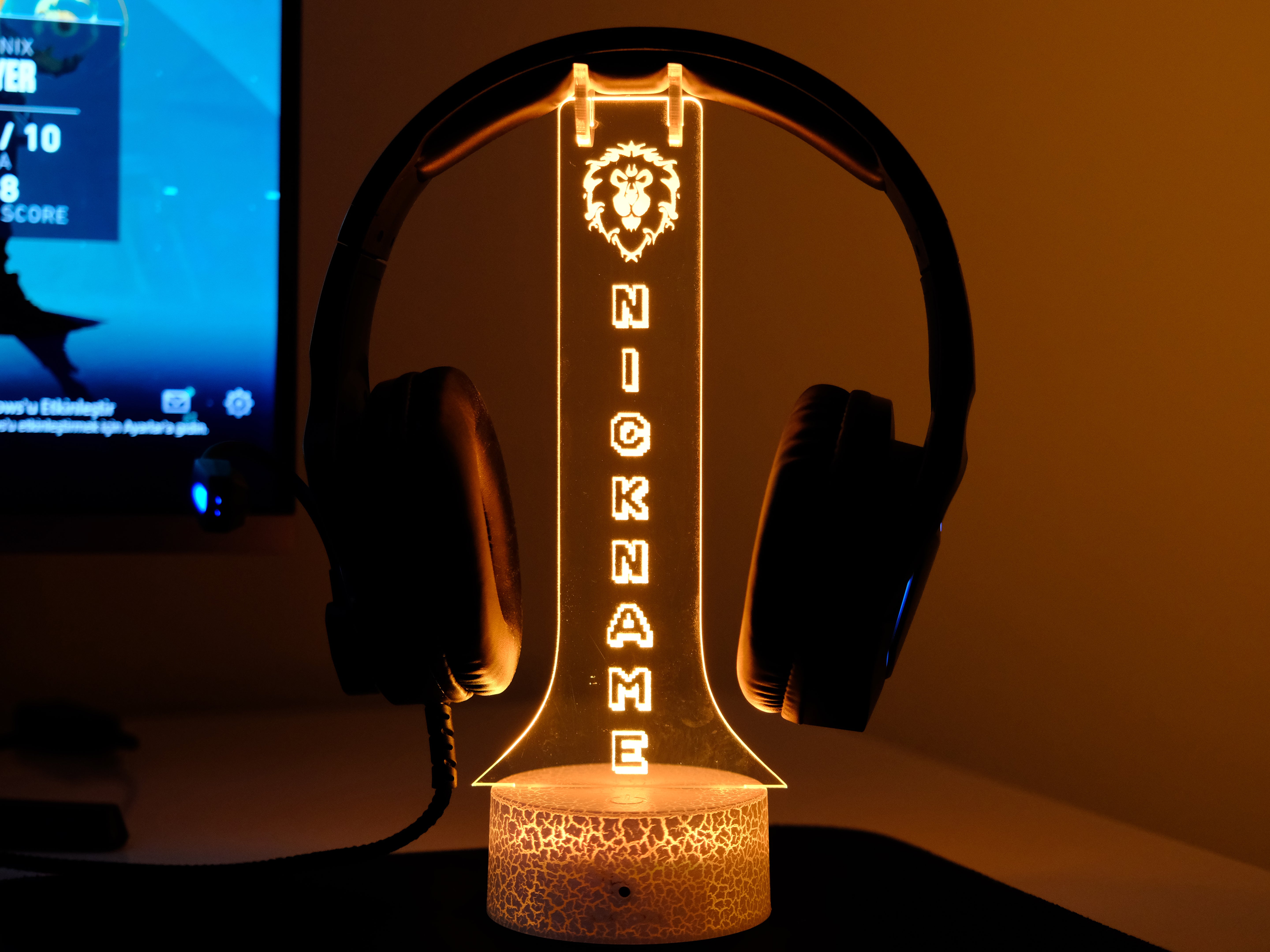 World of Warcraft Alliance Headphone Stand – Personalized RGB Gaming Headset Holder