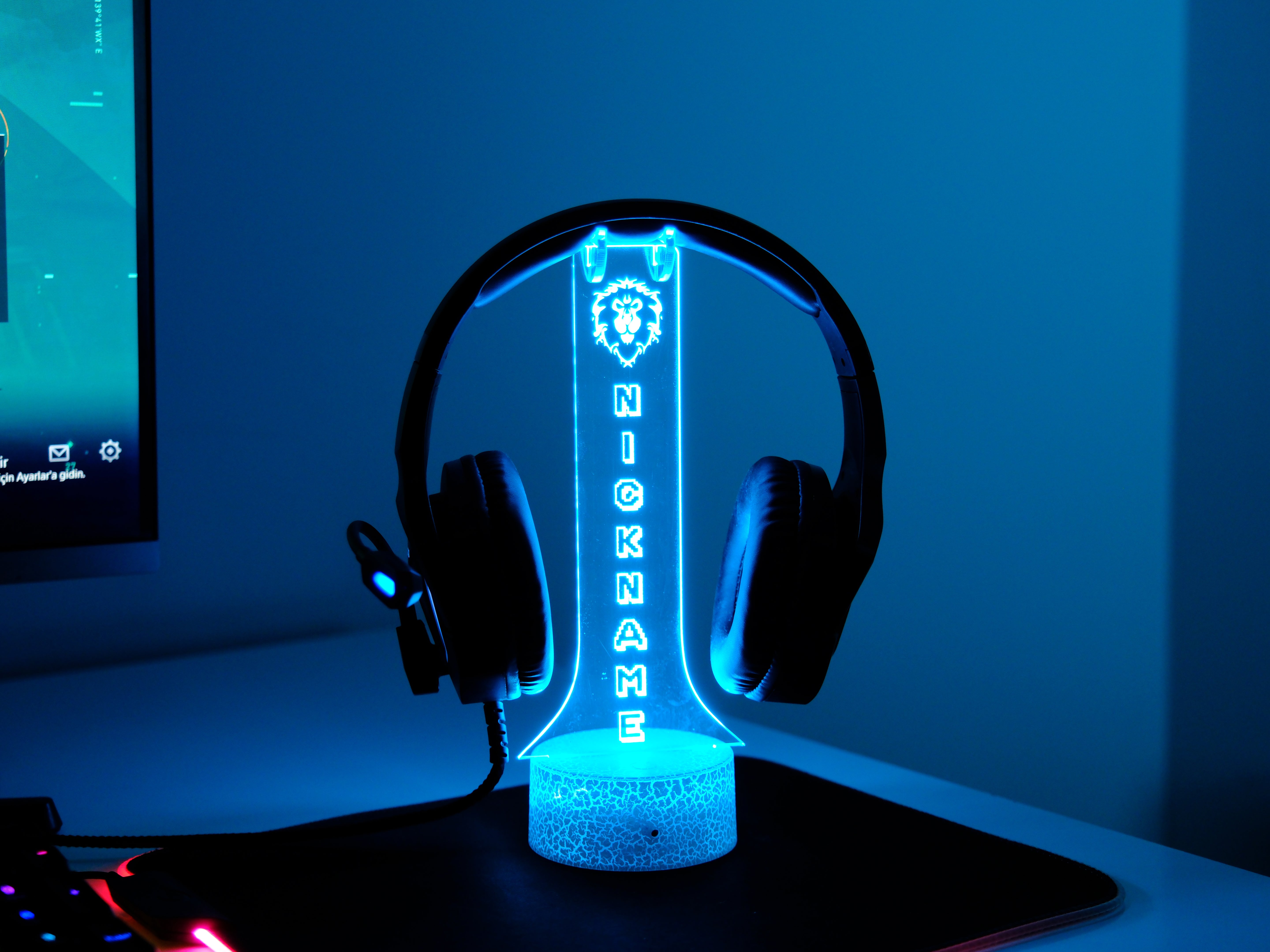 World of Warcraft Alliance Headphone Stand – Personalized RGB Gaming Headset Holder