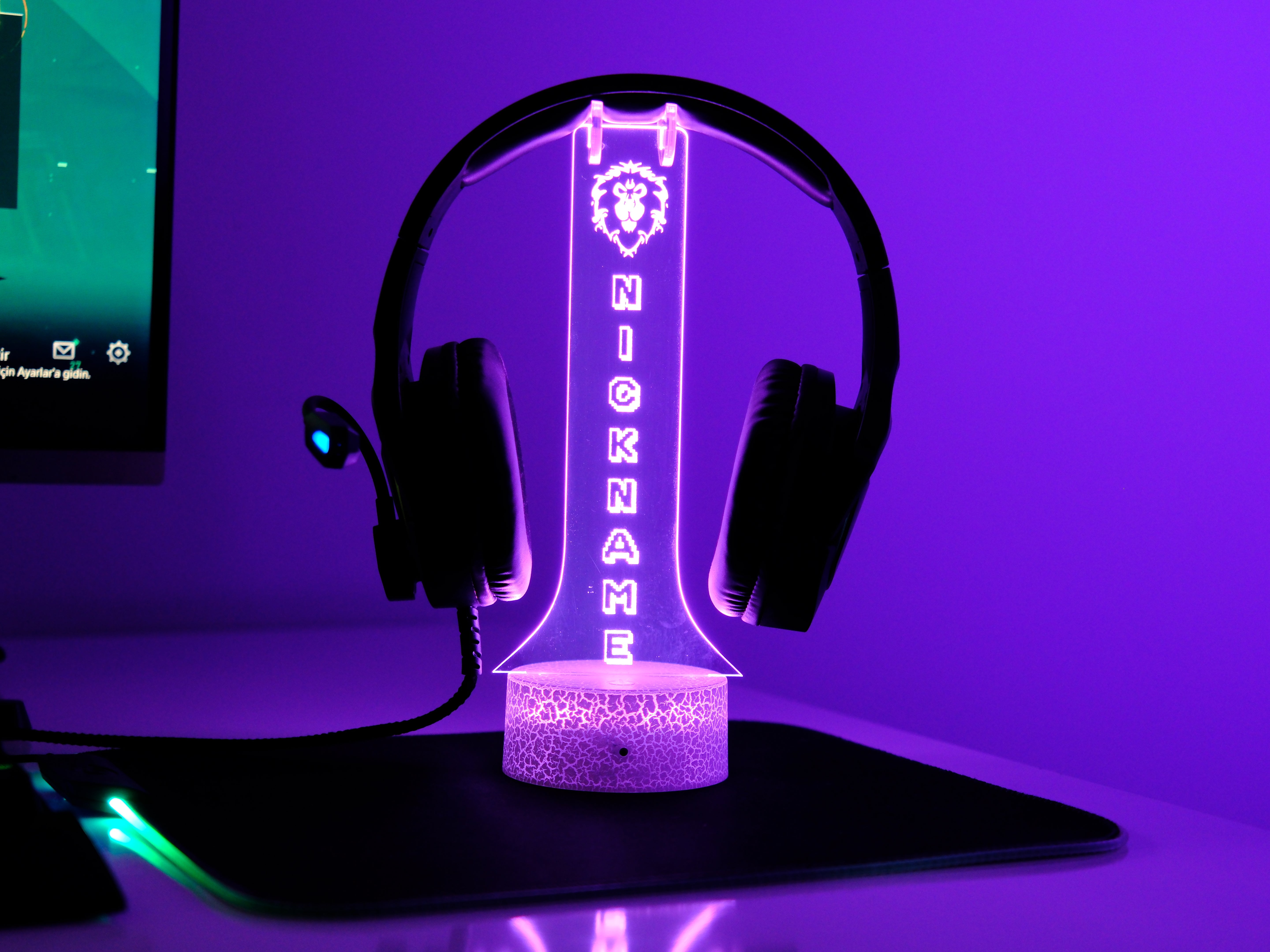 World of Warcraft Alliance Headphone Stand – Personalized RGB Gaming Headset Holder