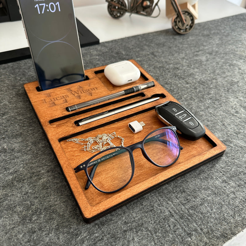 Slim Wooden Desk Organizer – Everyday Essentials Stand