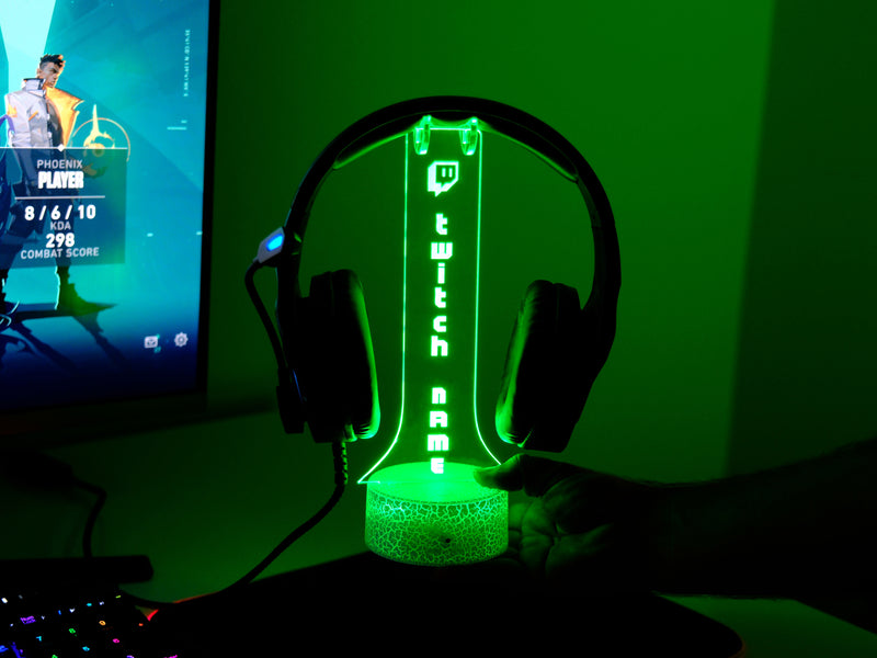 Twitch Headphone Stand – Personalized RGB Gaming Headset Holder for Streamers