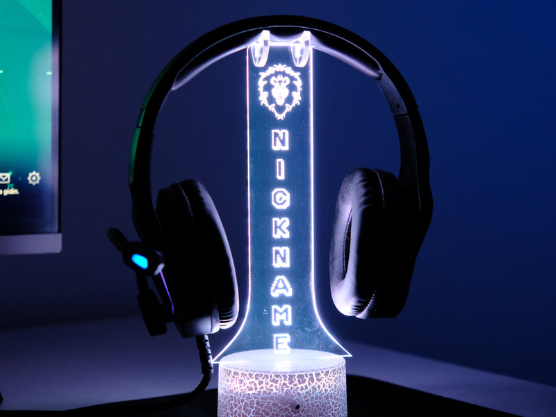 World of Warcraft Alliance Headphone Stand – Personalized RGB Gaming Headset Holder